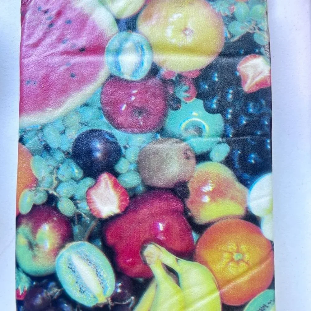 Vtg Vinyl‎ Tablecloth 60X104 Brownstone Gallery Oblong Fruit Multicolor